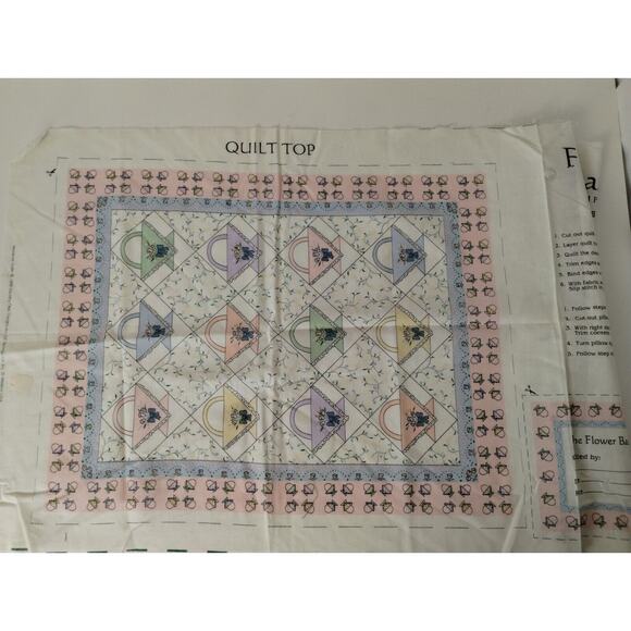 Dorothy Dear Mini Cheater Quilt and Pillows - Flower Basket 1996 - Picture 5 of 8